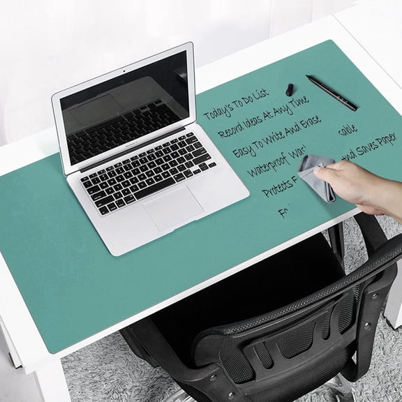 MAKUANG Dry Erase Desk Mat, 27.5"x13.8" Large Mouse Pad with 2 Markers & 2 Cloths, Lake Green