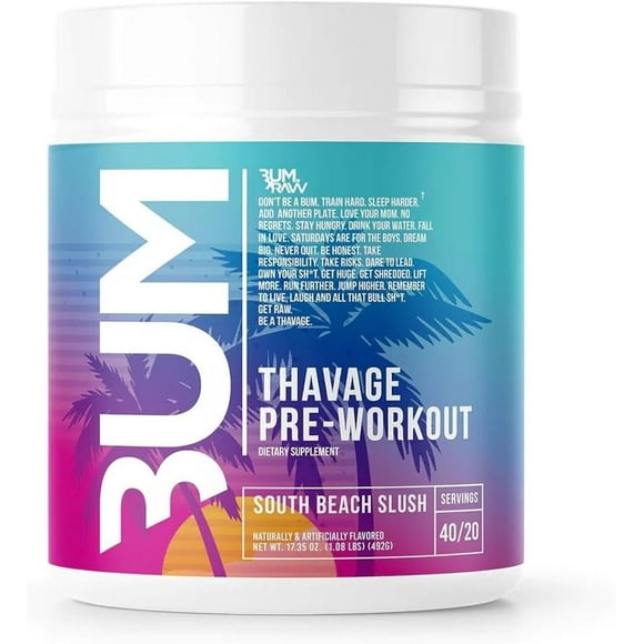 Pre entrenamiento óxido nítrico RAW CBUM THAVAGE 40 SERV blanco