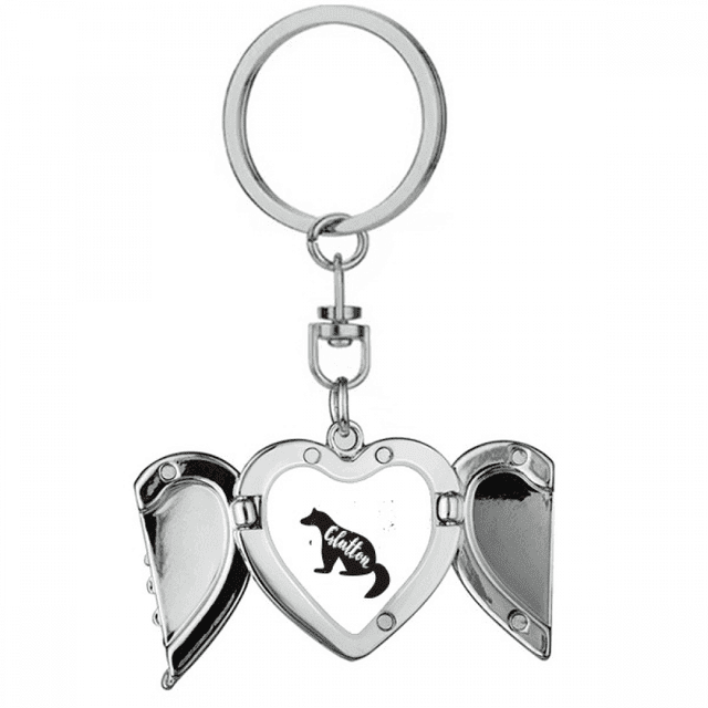 Glutton Black And White Animal Heart Angel Wing Key Chain Holder
