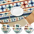 thumbnail image 4 of Boho Floral Print Round Tablecover with Elastic Hem, 44 Inch Fits 38-42 Inch Tables Easy Clean, 4 of 7