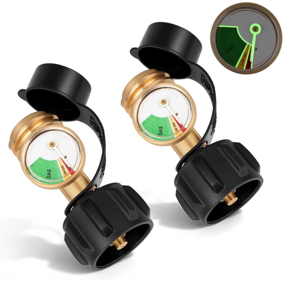 2 PCS Propane Tank Gauge Level Indicator & Leak Detector, Gas Pressure Meter for 5‑40 lb Tanks, RV Campers, Heaters and More