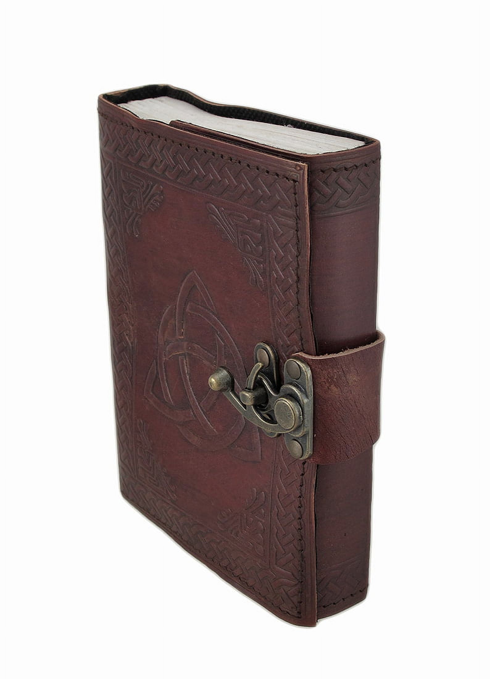 Fantasy Gifts Triquetra 5" x 7" Leather Embossed Journal, Brown, 100 Pages