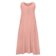 thumbnail image 6 of SELONE Womens Summer Dresses Linen Crew Neck Sleeveless Midi Dresses Wide Strap Casual Dress with Pockets Beach Sundress, 6 of 7