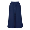 thumbnail image 4 of ameIAEA Womens Wide Leg Capri Pants Elastic Waist Drawstring Cropped Trousers with Pockets, 4 of 7