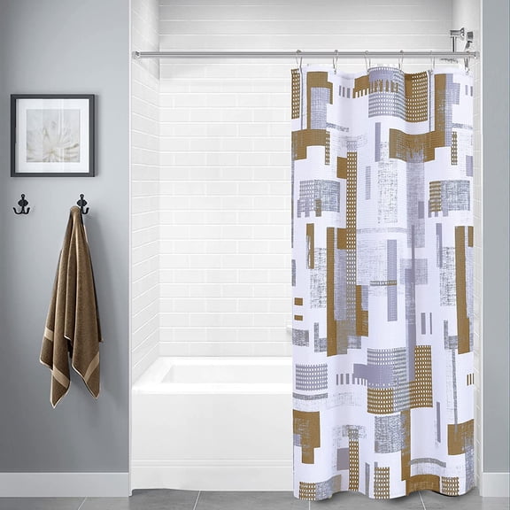 Stall Small Shower Curtain, Brown Shower Curtain for Bathroom Bath Decor Waterproof Washable Waffle Cloth Fabric Spa Shower Curtains,Contemporary Bathroom Curtains with Hooks, 36W x 72L