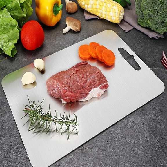 Stainless Steel Cutting Board Double Sided Cutting Boards for Kitchen Non Toxic Food-Grade Stainless Steel Chopping Board for Meat,Fruit And Vegetable(13.4 x 9.05 in)