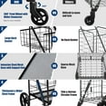 thumbnail image 6 of IRONMAX Jumbo Shopping Cart, Foldable Heavy Duty Grocery Cart w/ 360° Rolling Swivel Wheels & Double Basket, 330 LBS Weight Capacity, Folding Utility Cart for Grocery Laundry Luggage (Black), 6 of 9