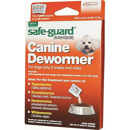 001-034906 Safeguard Dog Dewormer, 10Lb/3 Pack, For Treatment and control of roundworms hookworms whipworms and tapeworms By Merck Ah (Best Wormer For Tapeworms In Dogs)