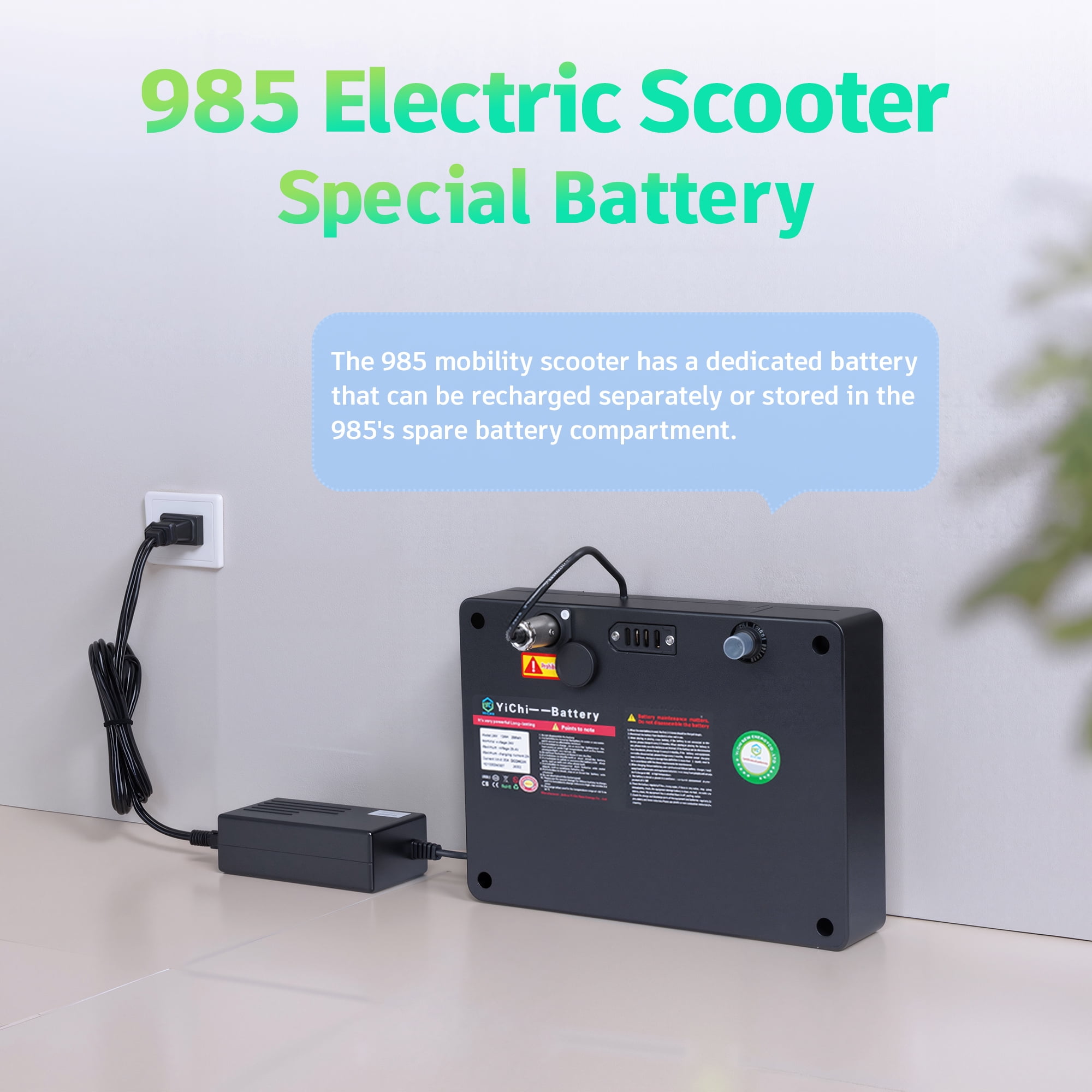 EAGLOG 24V 18AH Replacement Lithium Battery for YL-985 Mobility Scooters, 18 Miles Range, Black