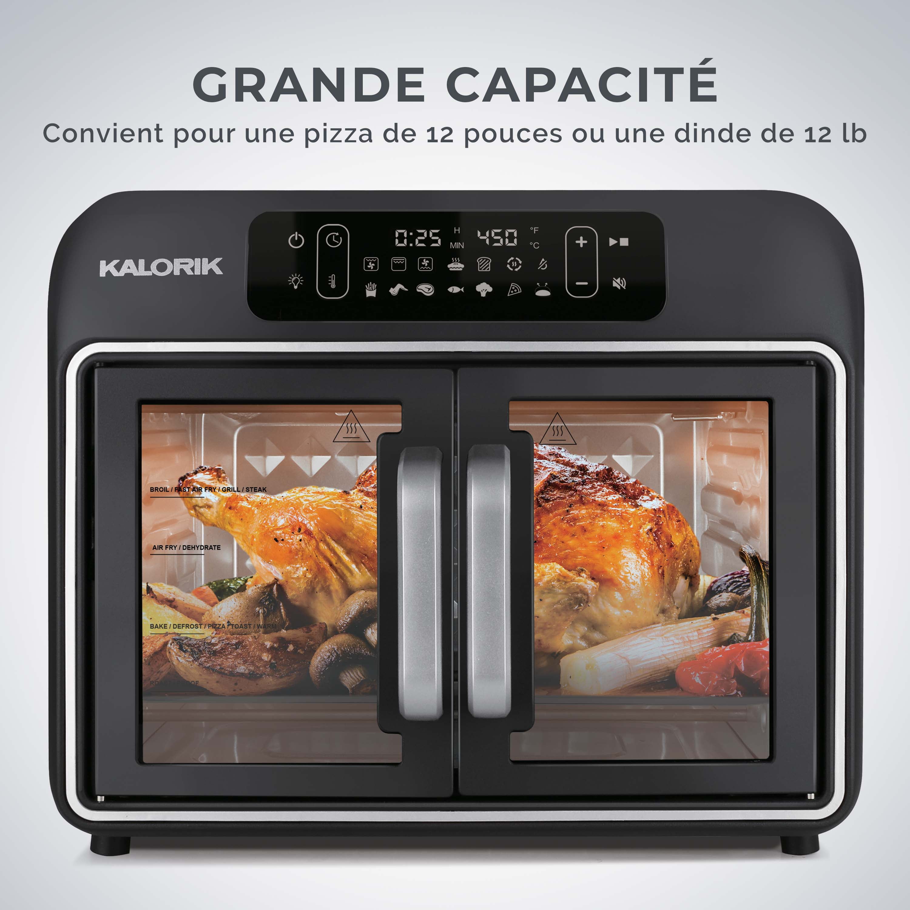 Kalorik Designer Series 26 QT Air Fryer and Convection Oven, Black with Silver (AFO52786BS43), Air Fryer and Convection Oven