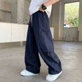 thumbnail image 4 of Ruyang Boys Wide Leg Cargo Pants Lightweight Baggy Parachute Trousers Vintage Kids Quick Dry Trousers Y2K Streetwear, 4 of 5
