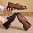 thumbnail image 5 of Women's Soft Sole Slip-On Chunky Heel Loafer Leather Shoes, 5 of 7