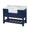 thumbnail image 5 of Charlotte 48" Farmhouse Bathroom Vanity with Royal Blue Cabinet and Carrara Marble Top, 5 of 6