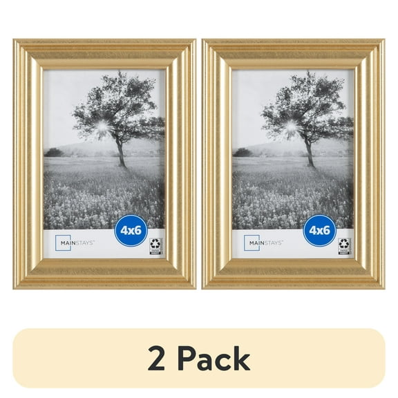 (2 pack) Mainstays 4x6 Picture Frame Gold Traditional Program Tabletop Photo Frame