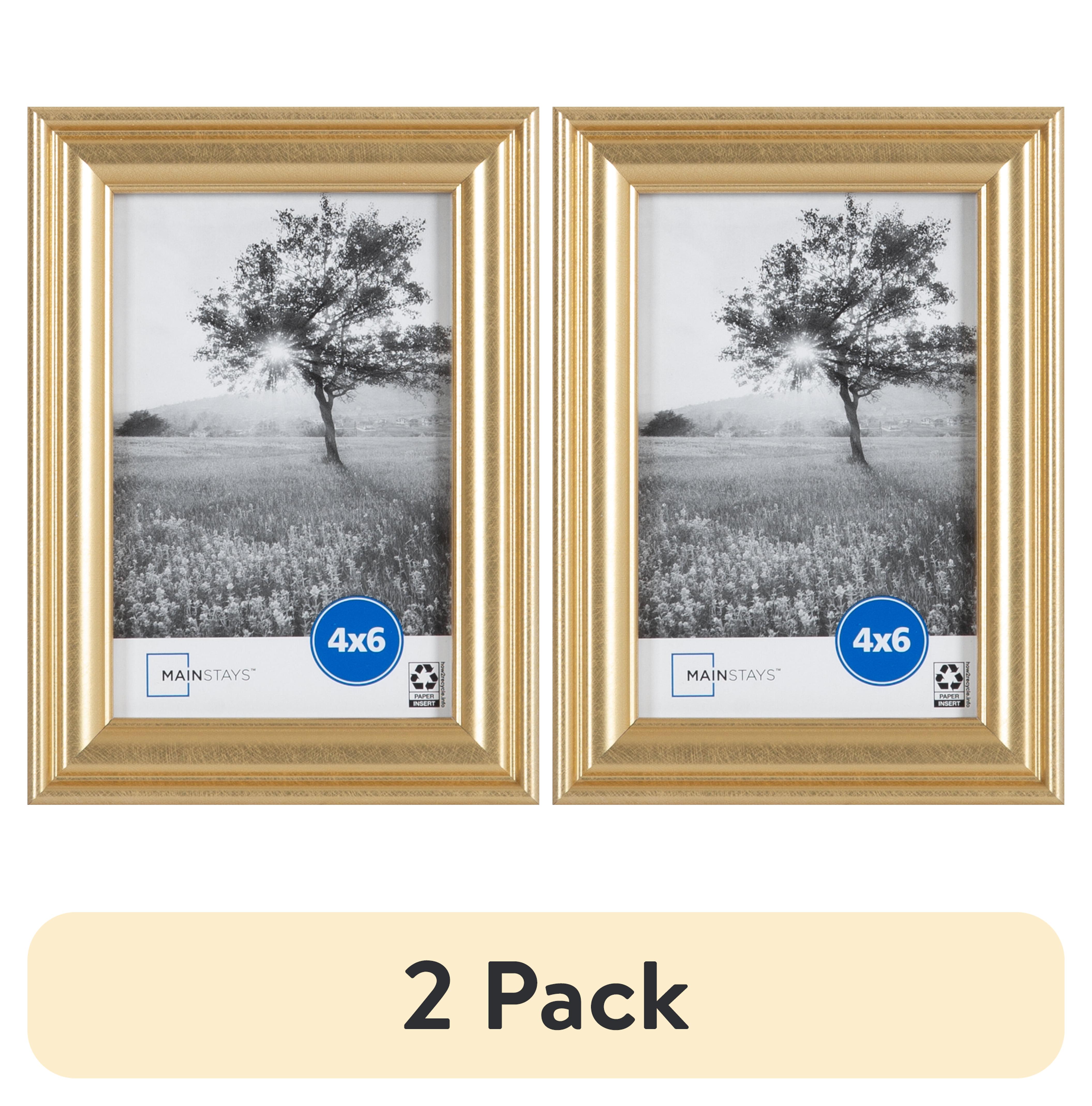 Mainstays Picture Frames 4x6, Set of 2, Gold photo 1