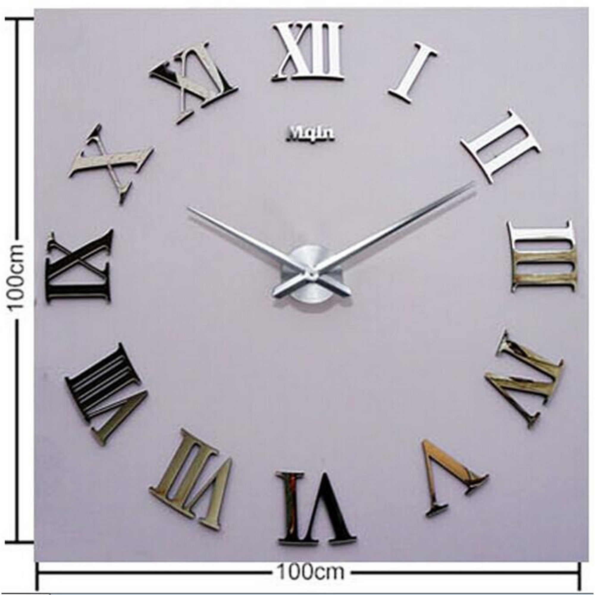 Diy 3d Wall Clock Roman Numerals Large Size Mirrors Luxury Art Sticker