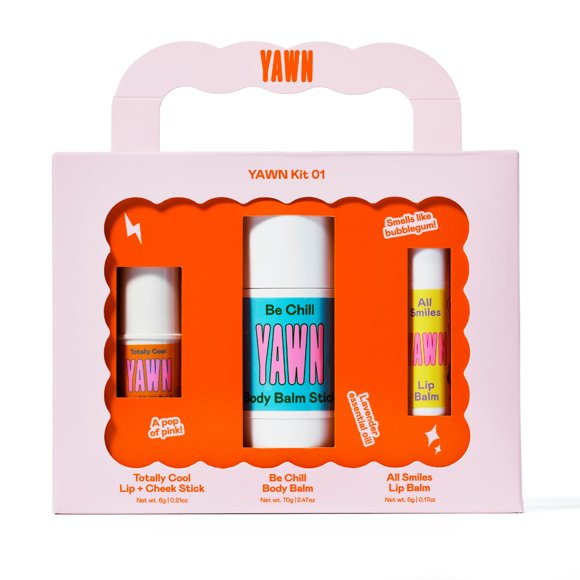 Kit de maquillaje y cuidado de la piel YAWN para niños | No tóxico, vegano, sin crueldad, sin talco | Bálsamo labial con color para rostro en barra múltiple para labios y mejillas y bálsamo corporal u