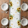 thumbnail image 4 of Table Runner 90 Inches Long for Kitchen Dining, Sunflower Gnomes Dresser Scarf Farmhouse, Dining Table Decorations for Wedding/Parties, Spring Farmhouse Country Daisy Leaf Plaid 13 x 90 In, 4 of 8