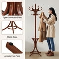thumbnail image 5 of Giantex Coat Rack Free standing, Wooden Coat Rack Tree with 12 Hooks and Umbrella Stand, Entryway Hall Tree for Hats Clothes Handbags (Reddish Brown), 5 of 8