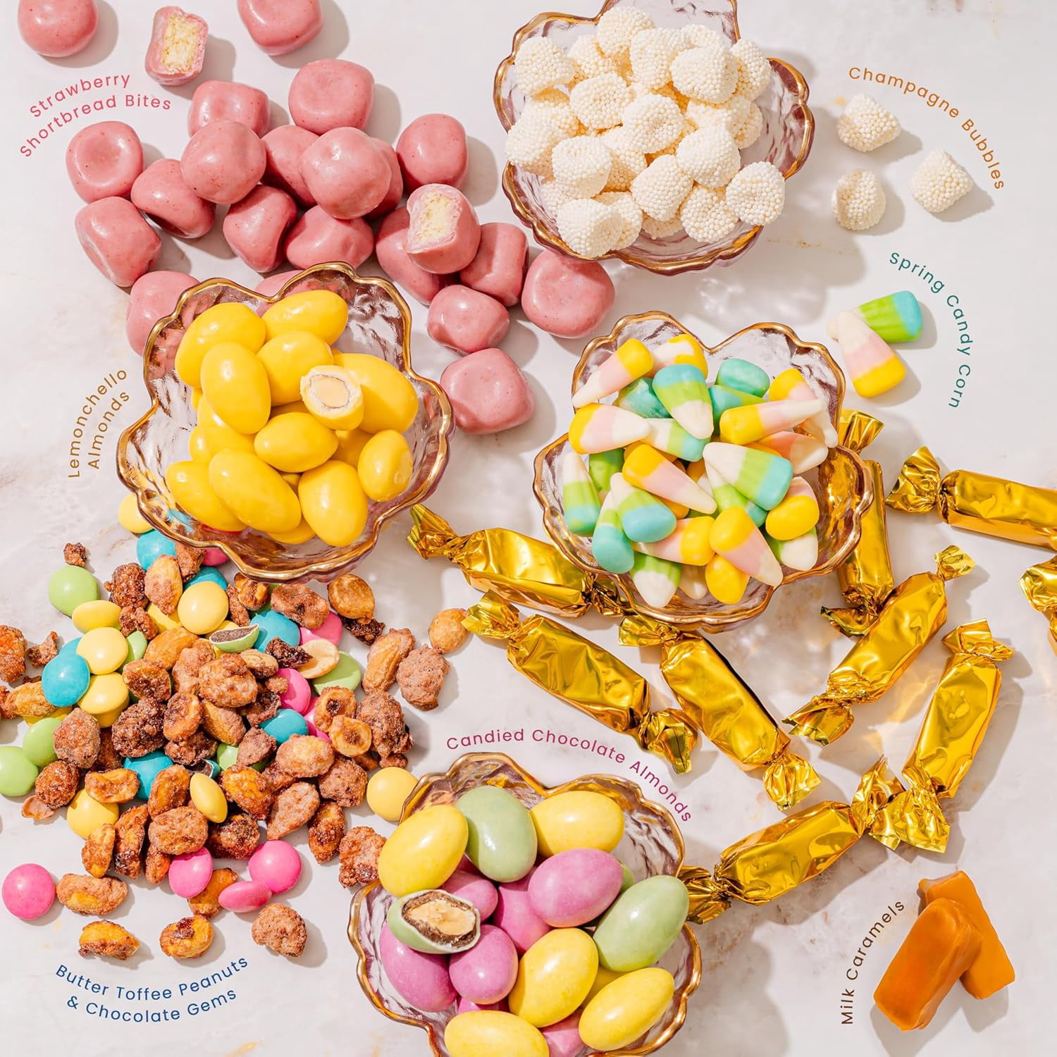 Mother's Day Candy Mix Gift Basket, Spring Candy, Almonds, Chocolate, Gummies, Treat Assortment for Adults, Families, Kids, Bonnie and Pop