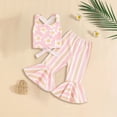thumbnail image 2 of mgoYE Baby Girl Clothes 12-18 Months Toddler Baby Girl Outfits Floral Sleeveless Tank Top Cross Back Bell Bottom Pants Summer Clothes Set(Pink,2-3 Years), 2 of 6