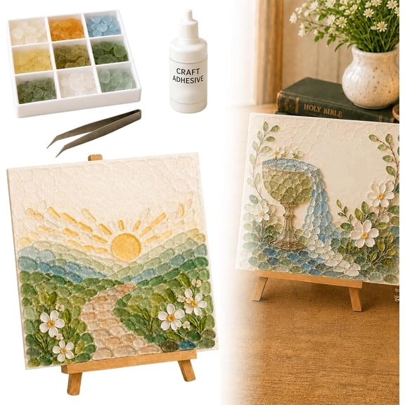 Psalms of Comfort & Strength Sea Glass Art Kit, Create Bible Verse Wall Art with this Mosaic Craft Kit for faith-inspired creativity,
Religious Gift for Women, Faith Home Decor Wall Art