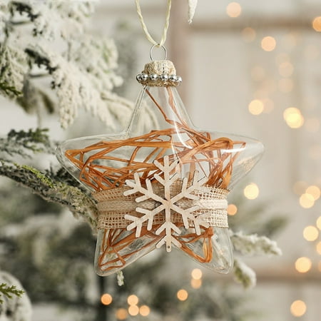 

8cm/3in 9cm/3.5in Christmas Decoration Transparent Glass Ball Inlaid With Brick Christmas Ball White Snowman Pentagrams Christmas Tree Pendant