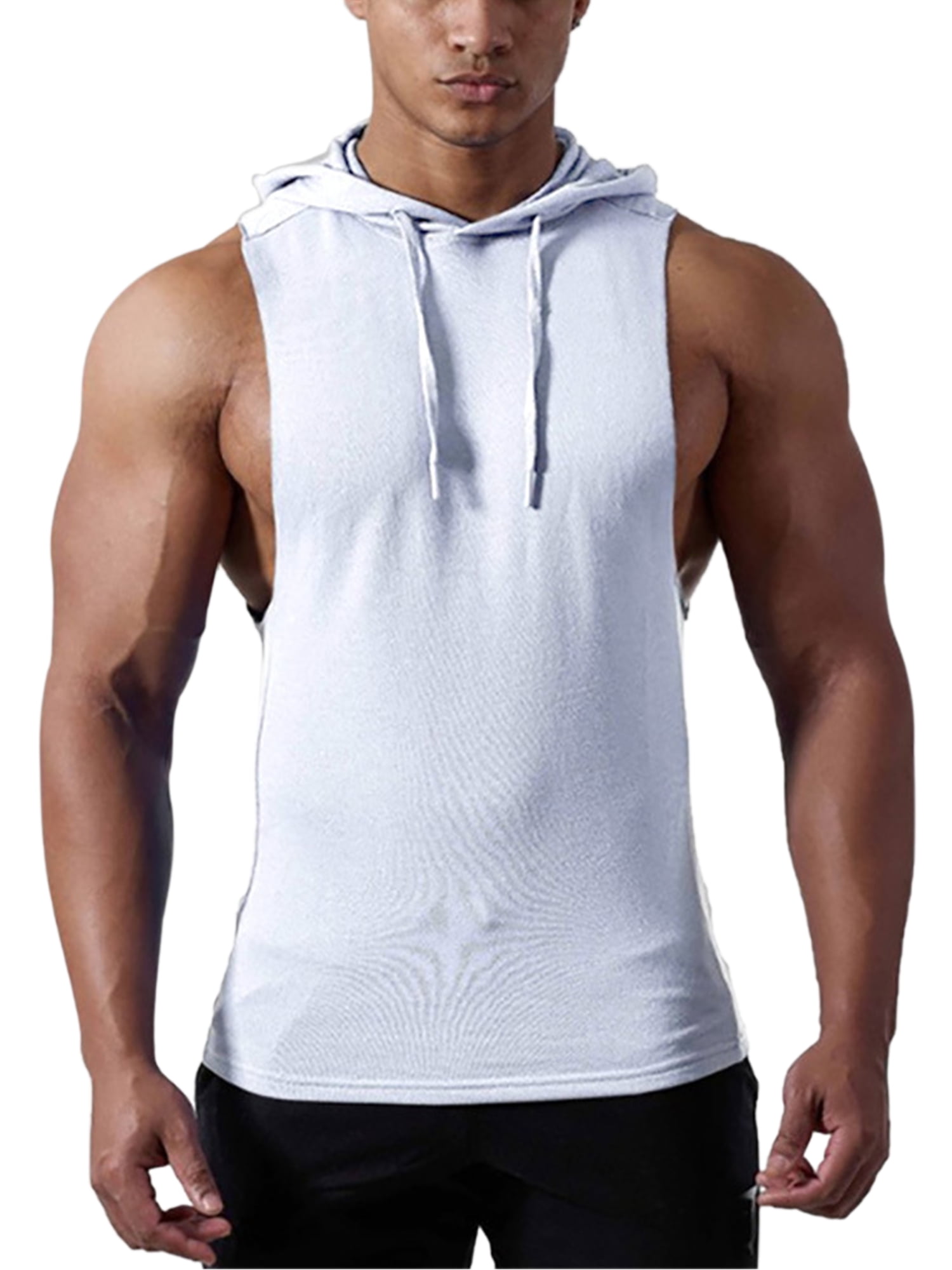 Ribbed Training Vest Men's Workout Wear Bodybuilding Muscle Top Black 