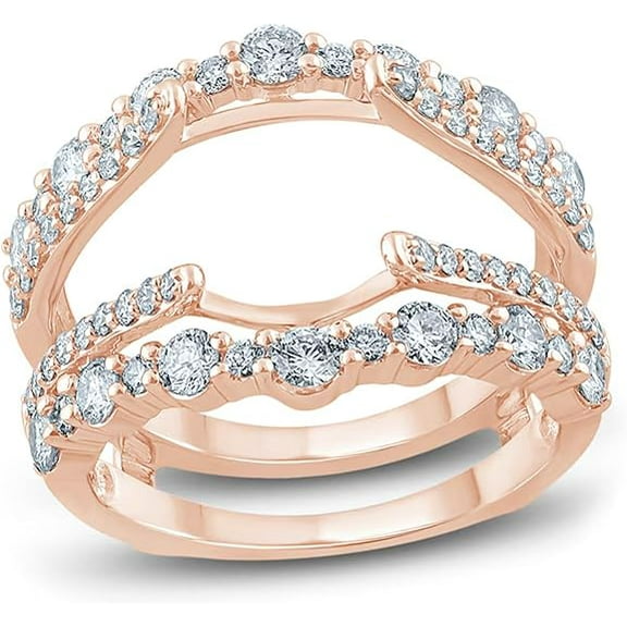 Gems Jewels 14K Rose Gold Plated 2.25 Ct Round Cut White Diamond Wedding Engagement Enhancer Guard Wrap Ring For Women's 925 Sterling Silver -4