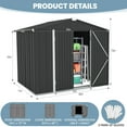 thumbnail image 6 of Seizeen 8x6ft Metal Storage Shed, All-Weather Outdoor Utility Shed with Air Vent, Lockable Doors, Sloped Top, Walk-in Garden Tool Shed for Bike Storage, 6 of 9