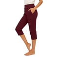 thumbnail image 2 of Lyrcatrment Yoga Capri Pants for Women Summer Stretchy High Waisted Pull on Cropped Work Pant with Pockets Side Slit Golf Workout Casual Business Capris, 2 of 8