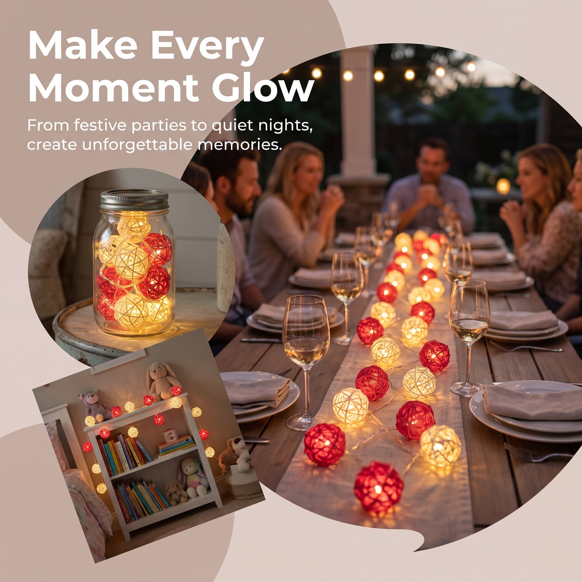 Unique Bargains Lights for Home Use with Flexible Design 9.8 ft Red USB Powered