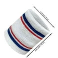 thumbnail image 3 of COUVER Tennis Style Premium Athletic Terry Wristband Sweatband, 1 Pair, 4 inch White/Blue/Red, 3 of 8