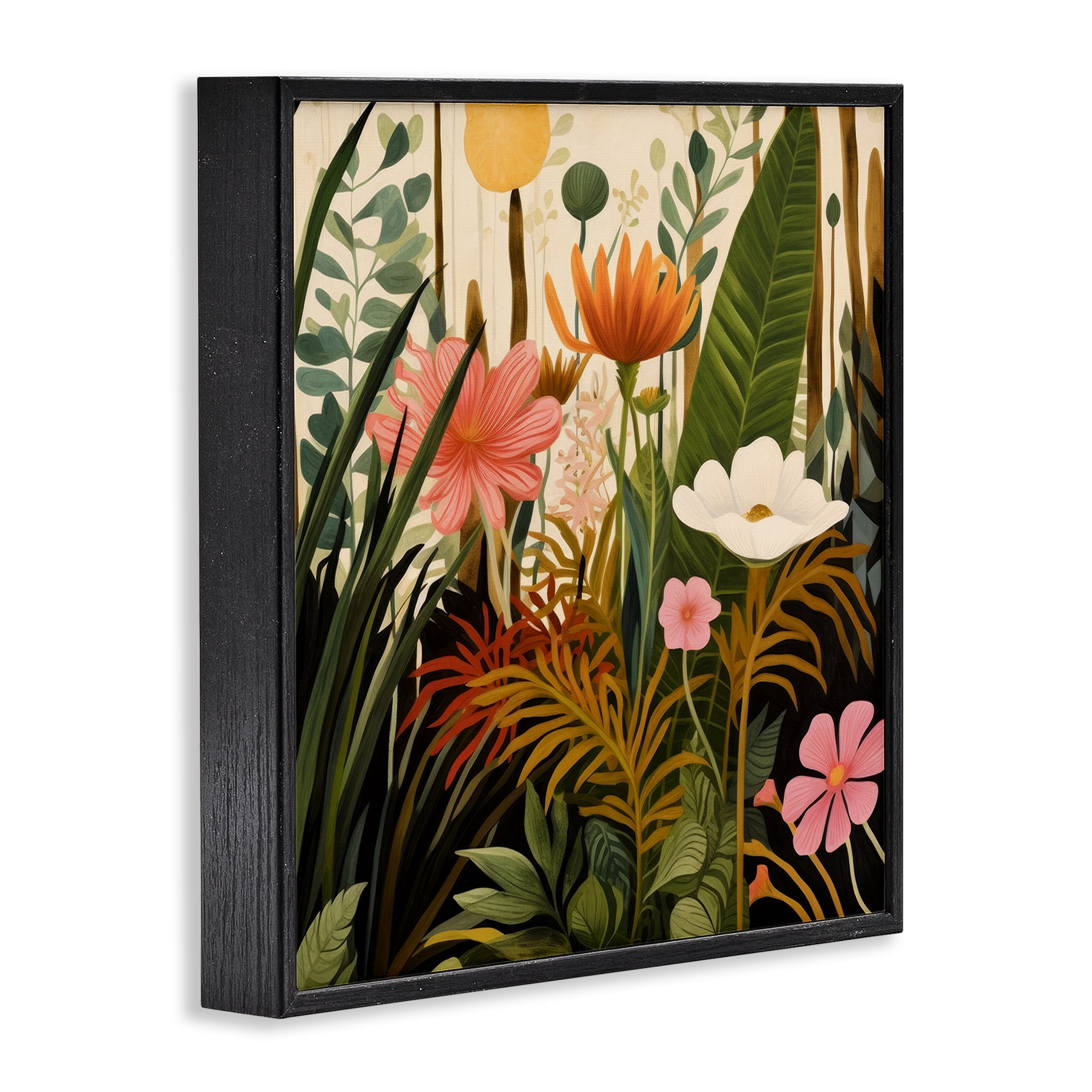 Stupell Industries Botanical Embrace in the Jungle Black Framed Giclee Art, design by Lazar Studio