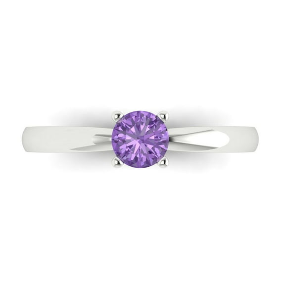 0.5 ct Round Cut Simulated Alexandrite Solitaire Engagement Ring for Women in 14K White Gold