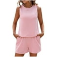 thumbnail image 1 of Birdeem Blouses pour Femmes Mode Col Rond Sans Manches Hauts Shorts Pantalons Ensemble Décontracté, 1 of 12