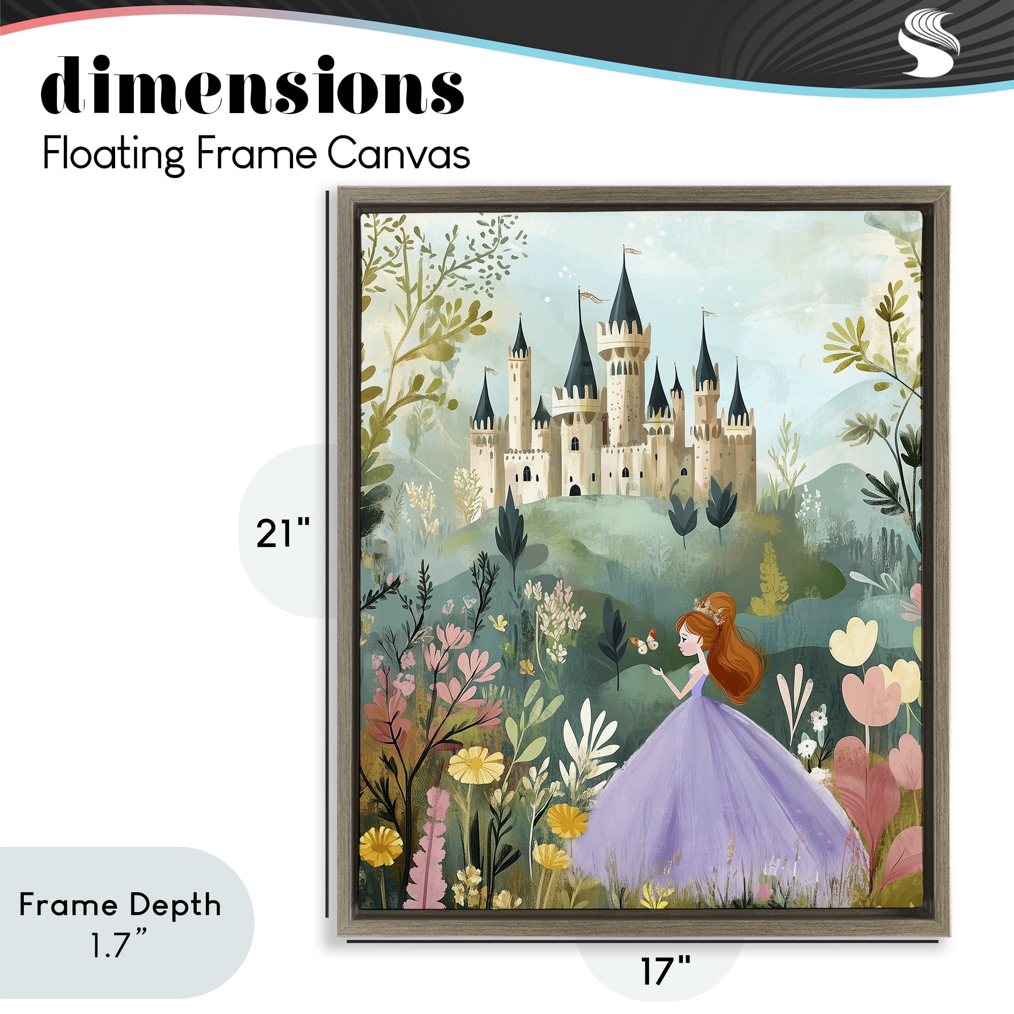 Stupell Industries Princess Day Out Brown Framed Floater Canvas Wall Art, design by Christine Simpson Art