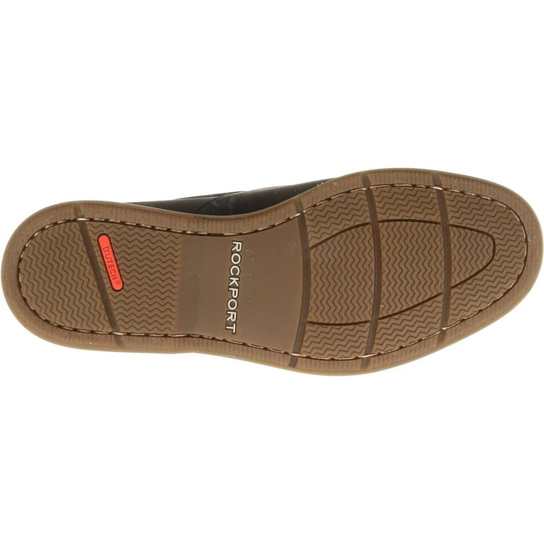 Rockport Men's Perth Moccasin Boat Shoe - Chocolate Brown, 6.5 Wide, Slotted Collar, Patented Traction Sole
