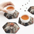 thumbnail image 6 of Bingfone Vintage Vintage Floral White Horse Leather Drinks Coasters with Set of 6,Suitable for Home Kitchen,Coffee Cup Coasters Home Gift, 6 of 7