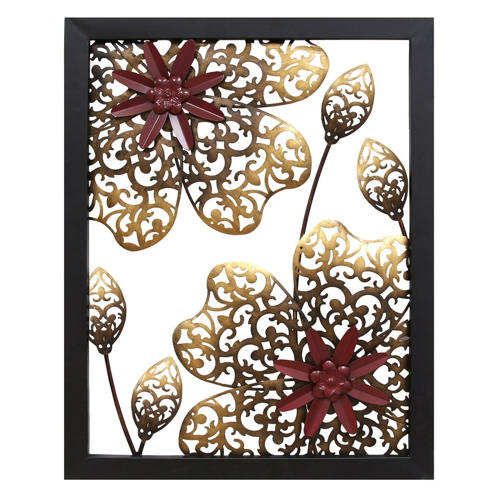 Stratton Home Decor Metal Flower Panel Wall Decor - Walmart.com