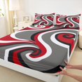 thumbnail image 3 of Homewish Wave Striped Lines Full Size Sheets,Bohemain Geometric Bed Sheets,Red Gray Black Sheet Sets For Teens,Super Cozy Room Decor,4-Piece, 3 of 7