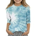 thumbnail image 3 of GERsome Boys Girls T Shirts 3/4 Sleeve Tie-Dye Tops Loose Fit Crewneck Tshirts Unisex Kids Casual Summer Tees Comfy Blouses for Kids 3-12 Years, 3 of 5