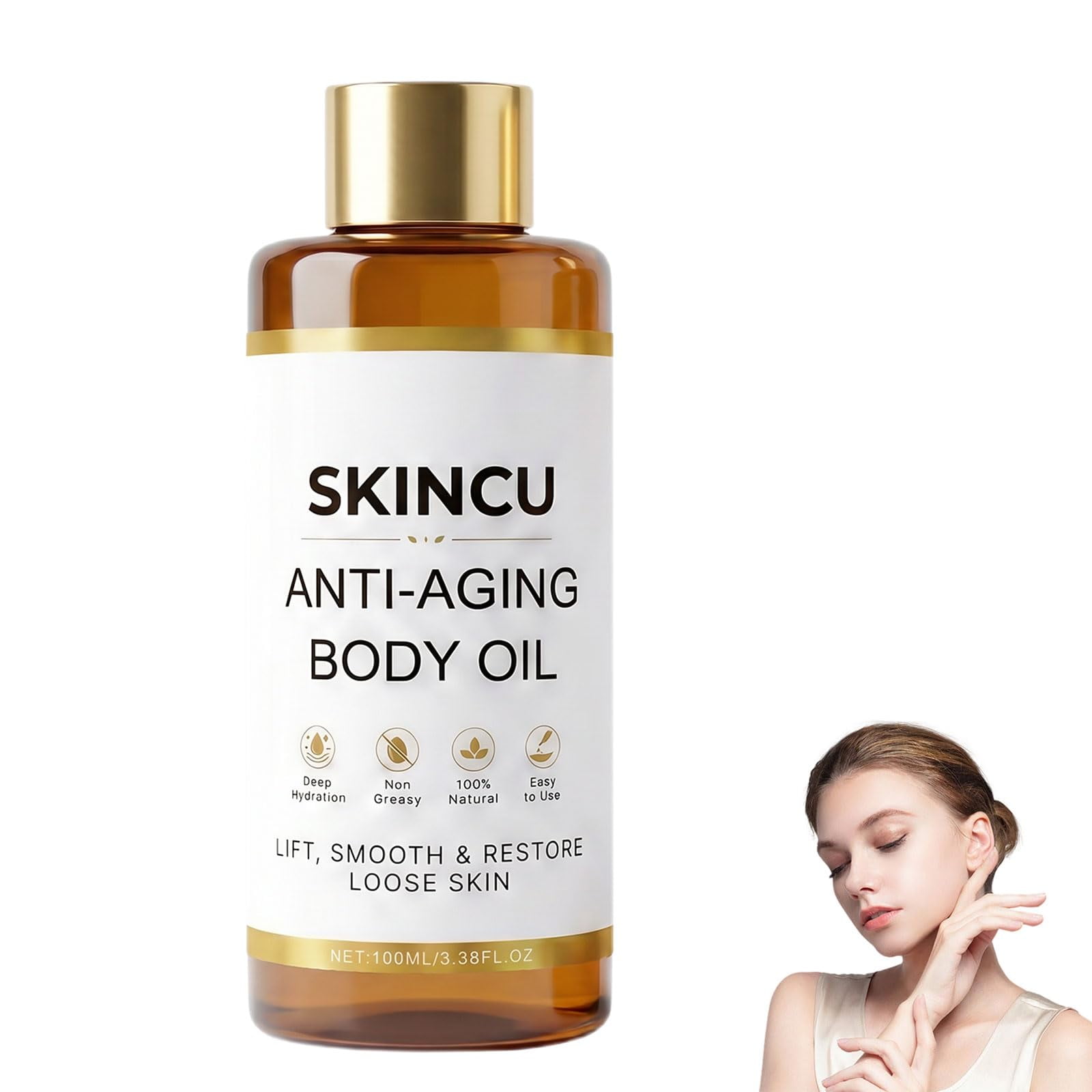 Skincu Firming & Hydrating Body Oil – Plant-Based Moisturizer for Skin, Lightweight Non-Greasy Formula – 100ml (1PCS)