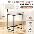 thumbnail image 2 of CRERIYO Counter Height Bar Stools Set of 2, Upholstered Kitchen Island Chairs with Thick Padded Seats, Backrests and Sturdy Metal Frame, Linen, 2 of 9