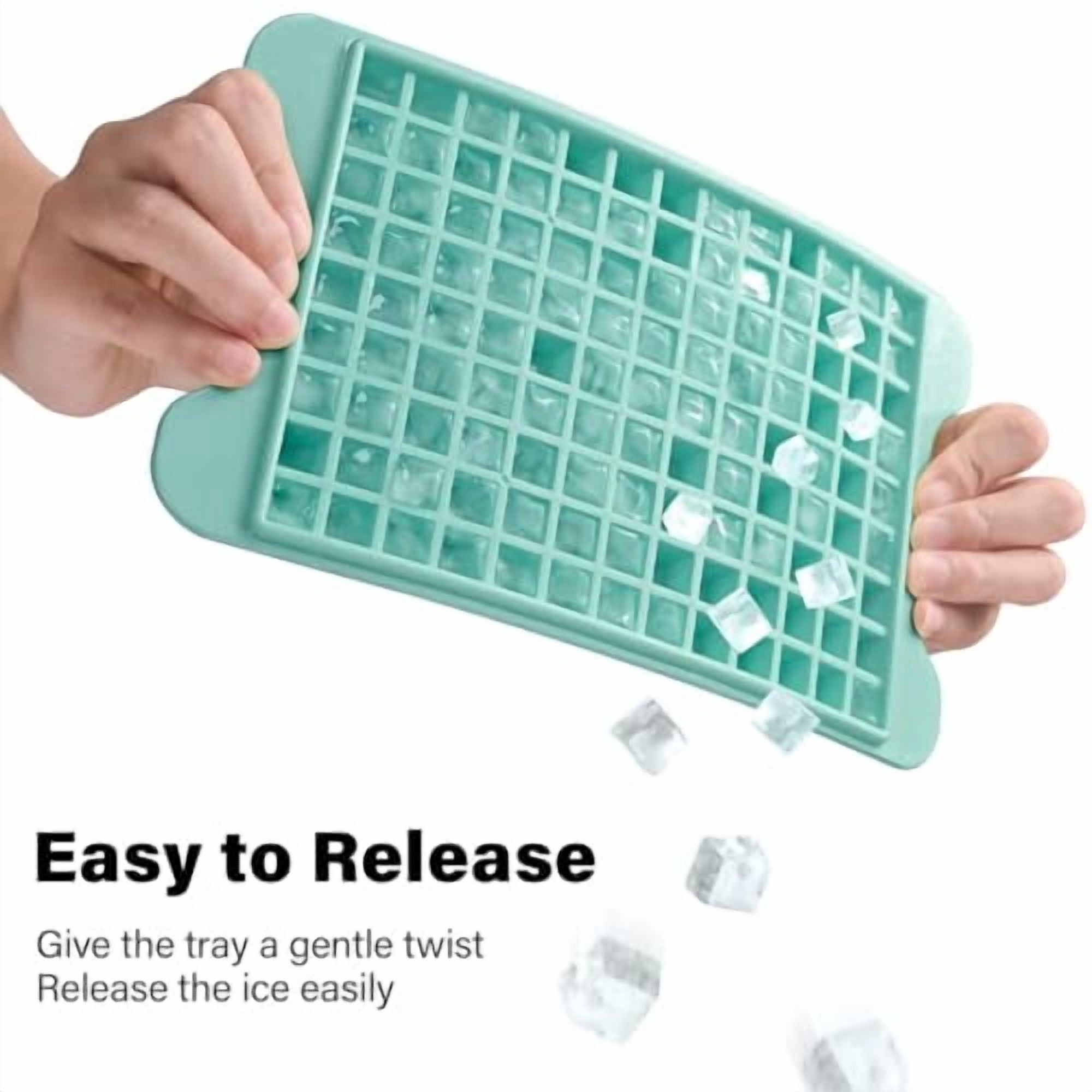 Mini Cube Ice Tray for Freezer with Storage Bin - Homemaker Small Silicone Ice Molds Set, 117 Pcs Easy Release Crushed Ice Maker Tray for Cold Drinks, Portable Mini Ice Container