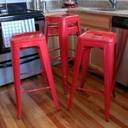 AmeriHome Loft Red Metal Bar Stool 4 Piece by Buffalo Corp