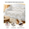 thumbnail image 4 of Cream Moire Couch Cover for Dogs, Water Ripple Stripe Farmhouse Washable Sofa Covers Slipcover for Pets Dogs Futon Cover, Couch Recliner Covers, Oversized Chair Slipcover 71"x91", 4 of 9