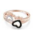 thumbnail image 3 of Round Cut Enhanced Black & White Natural Diamond Paw Print Promise Ring In 14K Rose Gold Plated 925 Sterling Silver (Color: I-J, Clarity: I2-I3, 0.10 Cttw) -10, 3 of 7