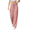 thumbnail image 2 of Qiggri Wide Leg Sweatpants for Women Loose Baggy Casual Drawstring Sweatpants with Pockets Fashion Daily Streetwear Trousers Summer Fall M, 2 of 6