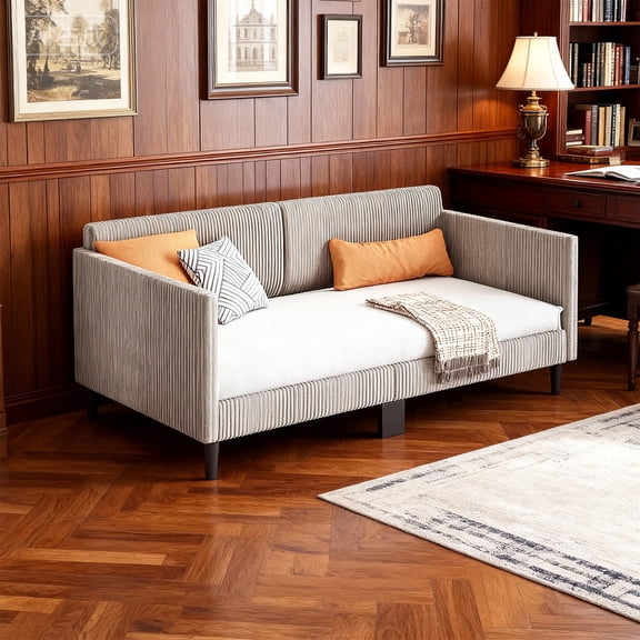 Ktaxon Upholstered Daybed, Twin Size Day Bed for Bedroom or Guest Room, No Box Spring Required,Beige